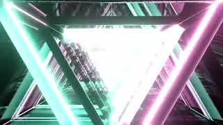 4k UltraHD Reflection Triangle Neon Digital Zoom Infinite Loop Animation Stock Free Motion Graphics