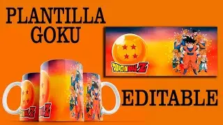 PLANTILLA PARA SUBLIMAR TAZA DBZ GOKU - PHOTOSHOP