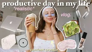 PRODUCTIVE & REALISTIC DAY IN MY LIFE | work from home, podcasting, what i eat, new makeup, etc ʚ♡ɞ