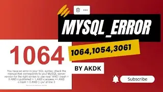 Mysql Error Bypass 1064,1054,3061 Sql Injection