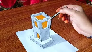 Easy 3d drawing on paper - Optical illusion 3d art on paper / How to draw 3d