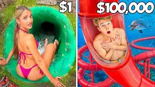 $1 vs $100,000 Waterpark!