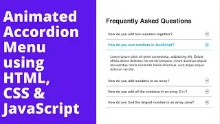 Create Simple Accordion Menu using HTML, CSS & JavaScript