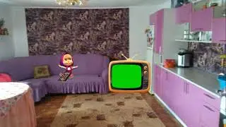 Маша переключает каналы на хромакее