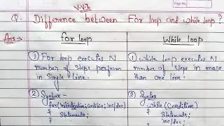 Difference between for loop and while loop | for loop VS while loop