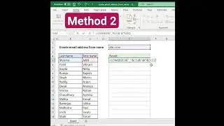 4 ways to create E-mail IDs in Excel #shortfeed #excel #shorts