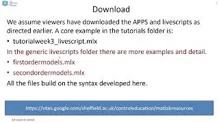 Video 5 on MATLAB for a 1st course in control - storing mathematical models