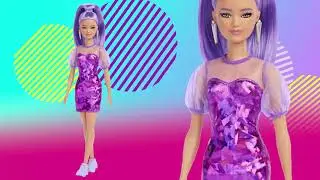 Кукла миниатюрная Barbie Fashionistas в фиолетовом платье Mattel (HBV12)