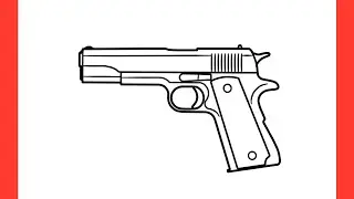 How to draw a COLT 1911 pistol step by step / drawing colt m1911 gun easy