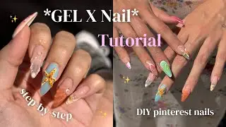 how to do *pinterest* nails DIY ˚୨୧⋆｡˚ gel x nail tutorial, melodysusie nail drill