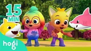 Learn Colors with Shark Family Race｜15 min｜Learn Colors for Kids | Compilation | 3D Kids｜Hogi Colors