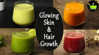 4 Healthy Juices For Glowing Skin & Hair Growth | Drink for Healthy Hair Skin & Nails |Morning Juice