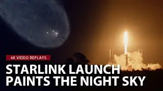 SpaceX Falcon 9 rocket paints sky with jellyfish effect during after-sunset Starlink mission