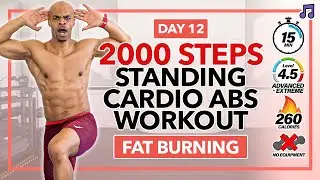 15 MIN INTENSE Standing Abs HIIT Workout for Fat Loss | 2000 Steps Cardio - Day 12