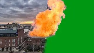 Big Fire Explosion - green screen - free use