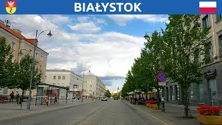 Driving in Bialystok, Poland. A route to the city center from expressway S8. 4K