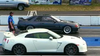 Must see race Nissan Skylane r32 gtr smokes Gtr 35-drag race