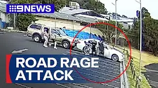 Video captures man shot in violent road rage incident | 9 News Australia