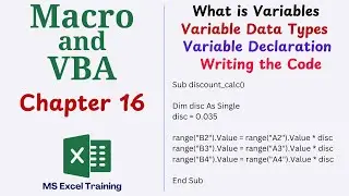 Variables in VBA | Variable Data Types | Macro and VBA Chapter 16