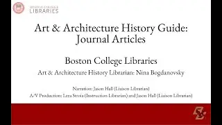 Art & Architecture History Research Guide: Journal Articles