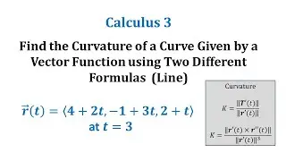 Find the Curvature of a Curve Given by a Vector Function using Two Different Formulas  (Line)