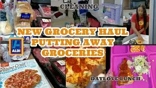 NEW MONTHLY ALDI GROCERY HAUL.PUTTING AWAY THE FOOD.CLEANING MOTIVATION #aldihaul  #homeday