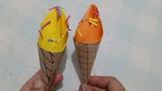 How to make paper ice cream #paper cone ice cream #diy ice cream #paper crafts #paper ice cream.