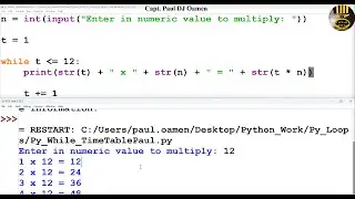 How to create a Multiplication Timetable in Python, using While Loop