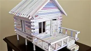 How to Make House From Waste Paper - DIY Mini Log Cabin - Paper Crafts