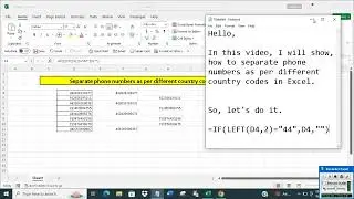 Separate phone numbers as per different country codes in Excel