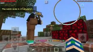 Jogando uma partida de bedwars no Minecraft.