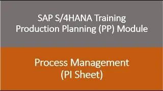 Video 32 - SAP S/4HANA Production Planning (PP) module training :  Process Management (PI Sheet).