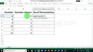 Permut function example in excel