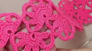 Очень простое ЛЕНТОЧНОЕ КРУЖЕВО вязание крючком для начинающих  Easy to Crochet TAPE LACE Tutorial