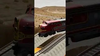 Impossible Weird Triple Wave Rail Tracks VS Trains Crossing Giant Lava Crater - BeamNG.Drive