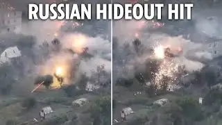 Dramatic moment Ukraine launches daring assault on Russian hideout as gunfire sends sparks flying