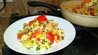 Завтрак или Обед за 5 минут 👍Очень Вкусный рецепт на Сковороде! Яичница с Овощами нравится всем!