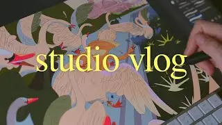 studio vlog | Finishing client work for the year, drawing another derpy cat