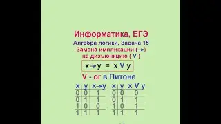 Информатика, ЕГЭ, Алгебра логики, Задача 15, Замена импликации на дизъюнкцию