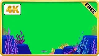 Under the sea Ocean Cartoon on green screen background loops