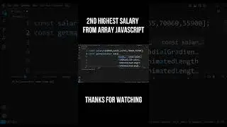 2nd Highest Salary from Array in JavaScript #shortvideo #shorts #viralshorts