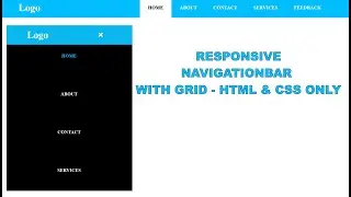 Responsive Navigationbar with Hamburger Menu using HTML and CSS Grid Only