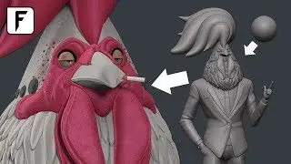 ZBrush Speed Sculpt Time Lapse - Rooster Gangster - Follygon