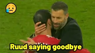 Ruud van Nistelrooy saying goodbye to Man United players and fans at Old Trafford