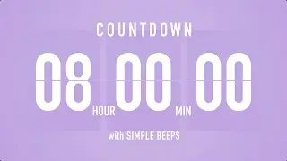 8 Hours Countdown Flip Clock Timer / Simple Beeps 🫐 🔔