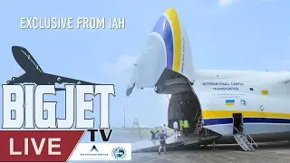 Live broadcast the loading a monocargo weighing 35 tons into AN-124-100 in Houston, USA