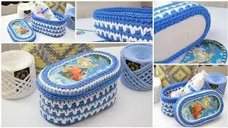 Мастер класс овальная шкатулка крючком/Crochet oval box video tutorial