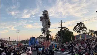 Sydney Cabramatta moon festival 2024 female lion dance bench and high pole by Qing Fong