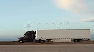 Semi Truck On Freeway. Stock Footage