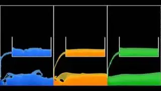 Particle Fluid Simulation : surface tension/viscosity comparison